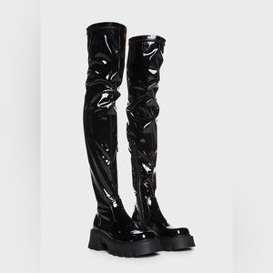 Thigh high faux leather boot dolls kill